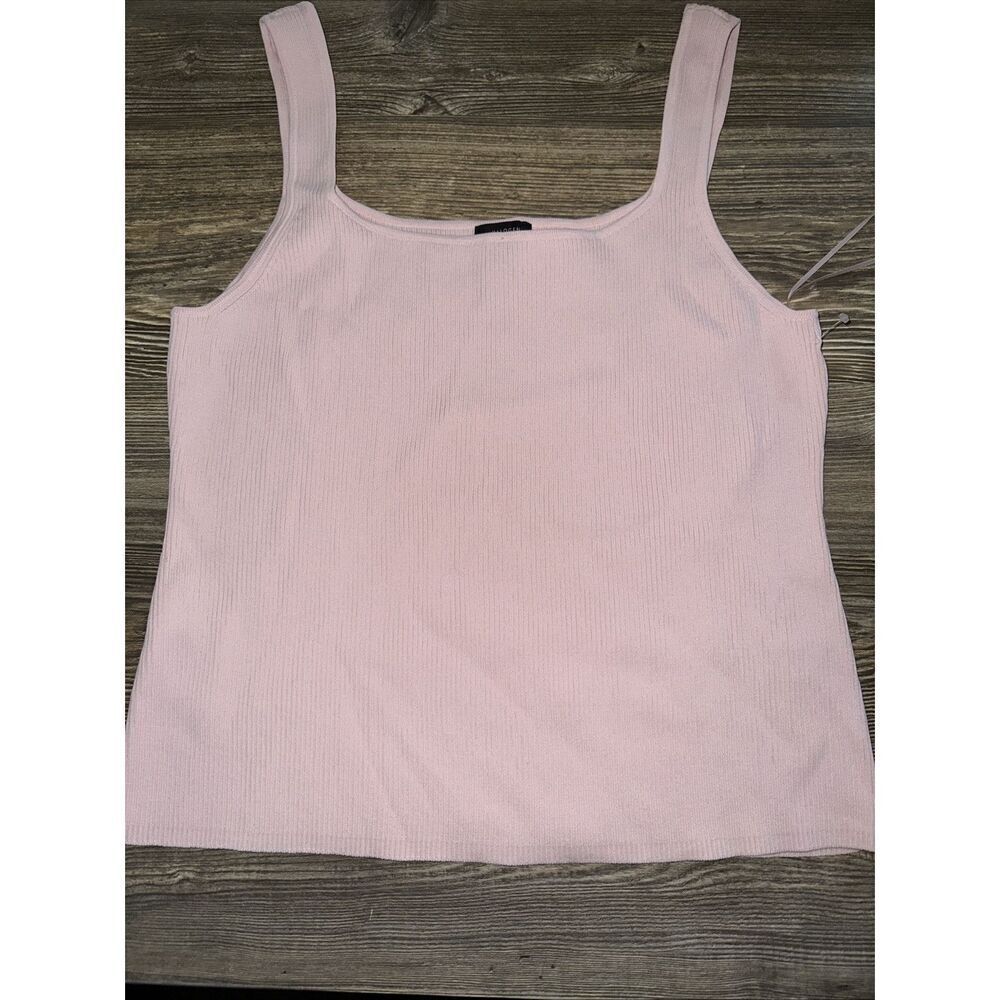 Halogen Womens Size XL Pink Ribbed Square Neck Stretch Tank Top. NWOT E